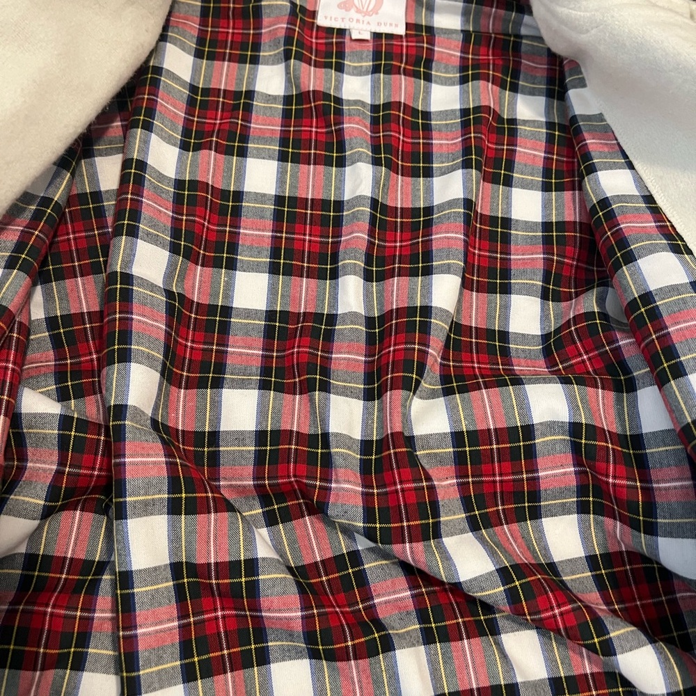 Victoria Dunn Cream Cape Wrap Coat Plaid Lined Belted Cottagecore Old Money - Picture 5 of 14
